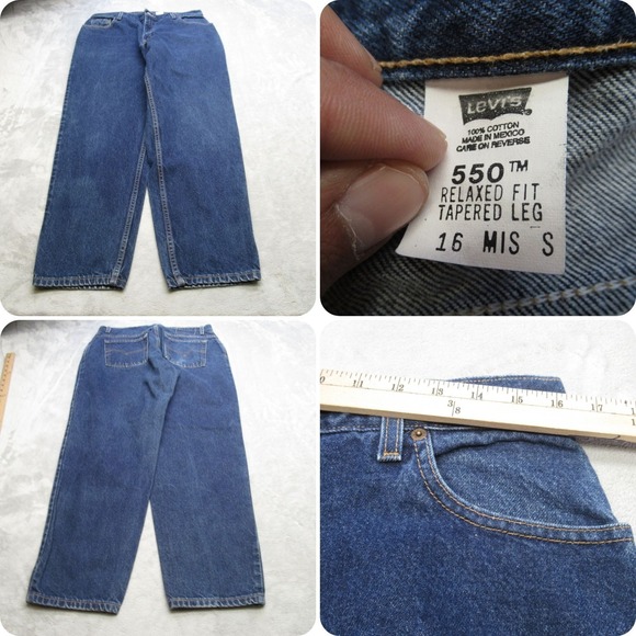 Levis 550 Jeans Mens 32X28 Dark Wash‎ Denim Relaxed Fit Tapered Leg Baggy VTG - Picture 1 of 14